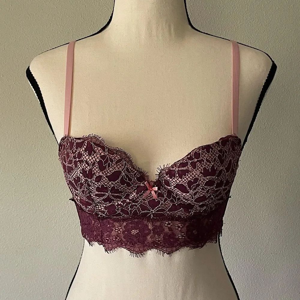 Victoria’s Secret Dream Angels Padded Demi Pink and Purple Bra. Size 32B.